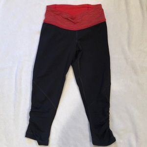 Grey and red lululemon cropped leggings